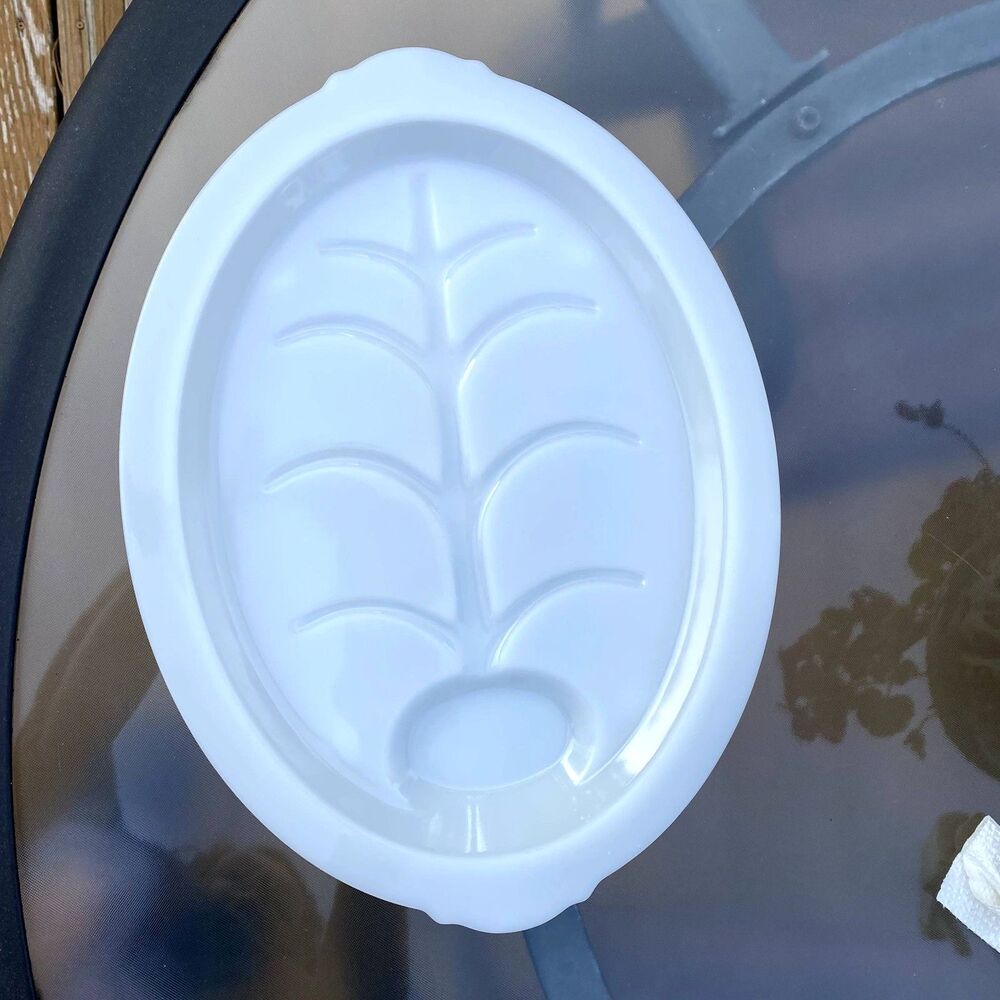 Vintage Fire King 14.5" oval footed meat Platter tree of Life Milk glass 1950's